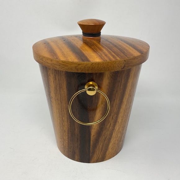 MCM Teak Bentwood Ice Bucket by KMC Japan - Picture 2 of 8